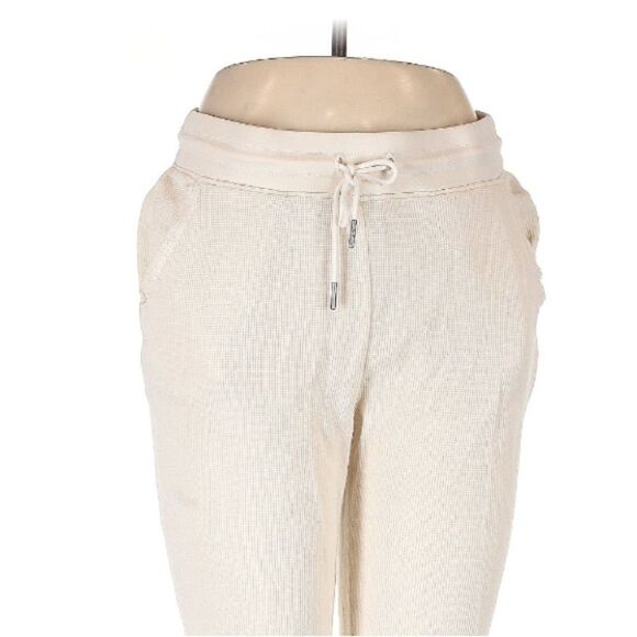 MATE the LABEL 100% Organic Cotton Ivory White Waffle Knit Thermal Jogger L - Picture 3 of 6